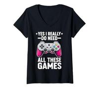 Womens Yes I Really Do Need All These Games V-Neck T-Shirt