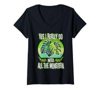 Womens Yes I Really Do Need All These Plants Monstera V-Neck T-Shirt
