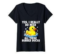Women's Yes, I Really Do Need All These Rubber Ducks - Duckie V-Neck T-Shirt