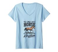 Women's Yes I Smell Like A Horse Equestrian Humor V-Neck T-Shirt