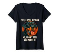 Womens Yes I Spoil My Dog Rottweiler Rottie Puppy Lover Pup Owner V-Neck T-Shirt
