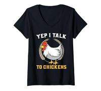 Womens Yes I Talk to My Chickens V-Neck T-Shirt