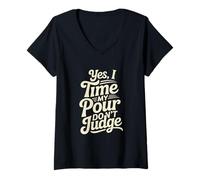 Womens Yes I Time My Pour Don't Judge Home Coffee Brewing V-Neck T-Shirt