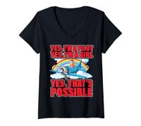 Womens Yes I'm a Pilot Yes I'm a Girl Yes that's possible V-Neck T-Shirt