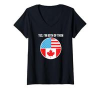 Women's Yes Im Both American Canadian V-Neck T-Shirt