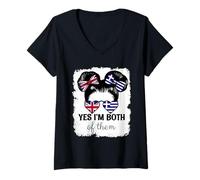 Womens Yes Im Both of Them Britain and Greece Mix Girl Heritage V-Neck T-Shirt