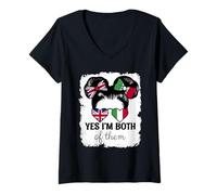 Womens Yes Im Both of Them Britain and Italy Mix Girl Heritage V-Neck T-Shirt