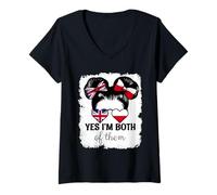 Womens Yes Im Both of Them Britain and Poland Mix Girl Heritage V-Neck T-Shirt