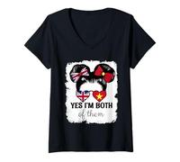 Womens Yes Im Both of Them Britain and Vietnam Mix Girl Heritage V-Neck T-Shirt