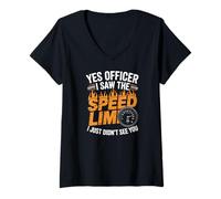 Women's Yes Officer I Saw The Speed Limit Car Tuning V-Neck T-Shirt