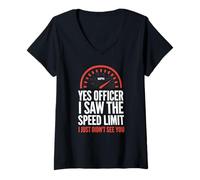 Women's Yes Officer I Saw The Speed Limit Funny Speedometer Sarcasm V-Neck T-Shirt