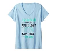 Women's Yes Officer I Saw The Speed Limit Racing Car V-Neck T-Shirt