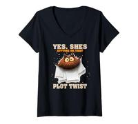 Womens Yes. Shes sitting on that plot twist V-Neck T-Shirt