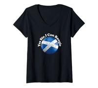 Womens Yes Sir I Can Boogie No Scotland No Party Scottish Saltire V-Neck T-Shirt