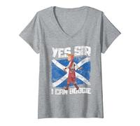Women's Yes Sir I Can Boogie V-Neck T-Shirt, Heather Grey, Medium