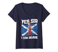 Women's Yes Sir I Can Boogie V-Neck T-Shirt, Navy Blue, Large