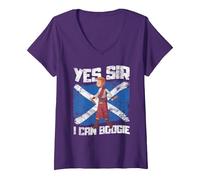 Women's Yes Sir I Can Boogie V-Neck T-Shirt, Purple, XX-Large