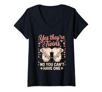Women's Yes They're Twins No You Can't Have One V-Neck T-Shirt