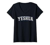 Womens Yeshua Christian Messianic Jesus Name Blue Varisty Letters V-Neck T-Shirt