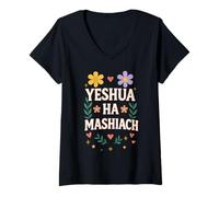 Womens Yeshua HaMashiach V-Neck T-Shirt