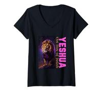 Womens Yeshua Lion of Judah Messianic Christian Torah Observant V-Neck T-Shirt