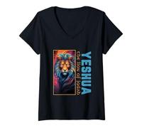Womens Yeshua Lion of Judah Messianic Christian Torah Observant V-Neck T-Shirt