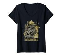 Women's Yeshua Our King Time to Gather Them All Revelation 22:7 V-Neck T-Shirt