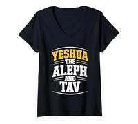 Womens Yeshua The Aleph and TAV V-Neck T-Shirt