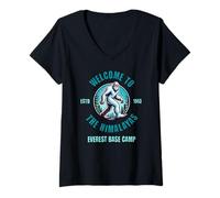 Womens Yeti's Welcome to the Himalayas Everest Base Camp Nepal Trek V-Neck T-Shirt