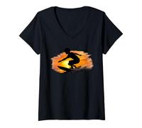 Women's YEW! Surfer Beach Boy Sunset V-Neck T-Shirt