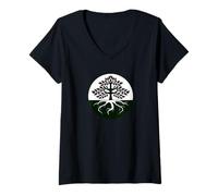 Women's Yggdrasil Tree of Life Roots & Branches Spiritual Nature Tee V-Neck T-Shirt