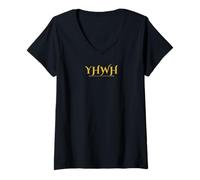 Women's YHWH Yahweh Gold Christian Biblical Name of God Design V-Neck T-Shirt