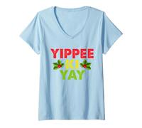 Womens Yippee-Ki-Yay Funny Christmas Xmas V-Neck T-Shirt