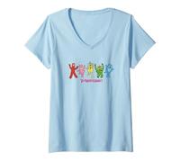 Women's Yo Gabba Gabba! Dancing Characters Lineup V-Neck T-Shirt