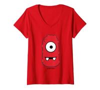 Women's Yo Gabba Gabba! Muno Red Character Big Face V-Neck T-Shirt