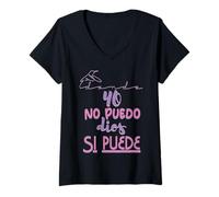 Womens Yo no puedo, Dios si puede V-Neck T-Shirt