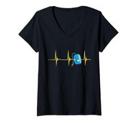 Womens Yo-Yo Heartbeat EKG Pulse Yoyo Player Old Games Yoyo Lover V-Neck T-Shirt