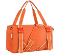 Womens Yoga Bag Gym Duffel Bags with Wet Pocket, Multiple Pockets Duffle Bag for Travel, Foldable Carry on Weekend Overnight Bag, Water Resistant Personal Item Weekender Bags for Women & Men, Orange