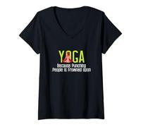 Womens Yoga Because Punching People is Frowned Upon V-Neck T-Shirt