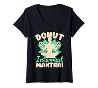 Women's Yoga Donut Interrupt Mantra Funny Yoga V-Neck T-Shirt