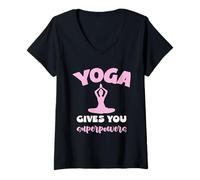 Womens Yoga Gives You Superpowers Meditation Funny Quote V-Neck T-Shirt