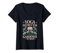 Women's Yoga Instructor By Day Gardener By Night V-Neck T-Shirt