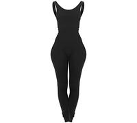 Women's Yoga Jumpsuit Scoop Neck Low Back Sleeveless Sports Romper Playsuit Stretch Gym Bodysuit Jumpsuit for Women Sales,Clearance Black L