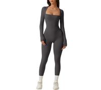 Women's Yoga Jumpsuit Tight Yoga Bodysuit Sport One Piece Overall Elasticated Bodycon Jumpsuit Long sleeve U-neck leggings romper gymnastics fitness outfit slim fit tracksuit sports jogging suit