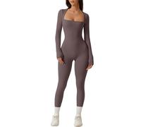 Women's Yoga Jumpsuit Tight Yoga Bodysuit Sport One Piece Overall Elasticated Bodycon Jumpsuit Long sleeve U-neck leggings romper gymnastics fitness outfit slim fit tracksuit sports jogging suit