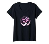 Womens Yoga Karma Namaste om Meditation Symbol Pink LOL V-Neck T-Shirt