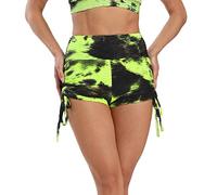 Womens Yoga Leggings Three Pants Bubble Drawstring Quarter Waist Fitness High Sports Tie-dye Yoga Pants Maternity Yoga Pants for Women Petite (Green, M)