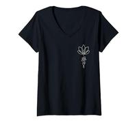 Womens Yoga Lover Outfit Unalome Enlightenment Symbol with Lotus V-Neck T-Shirt