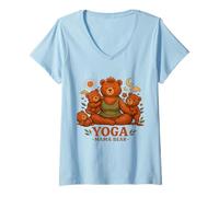 Women's Yoga Mama Bear Funny Gift for Moms Mindfulness Wellness V-Neck T-Shirt