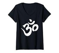 Womens Yoga Meditation Spiritual Om Symbol Hinduism Buddhism V-Neck T-Shirt